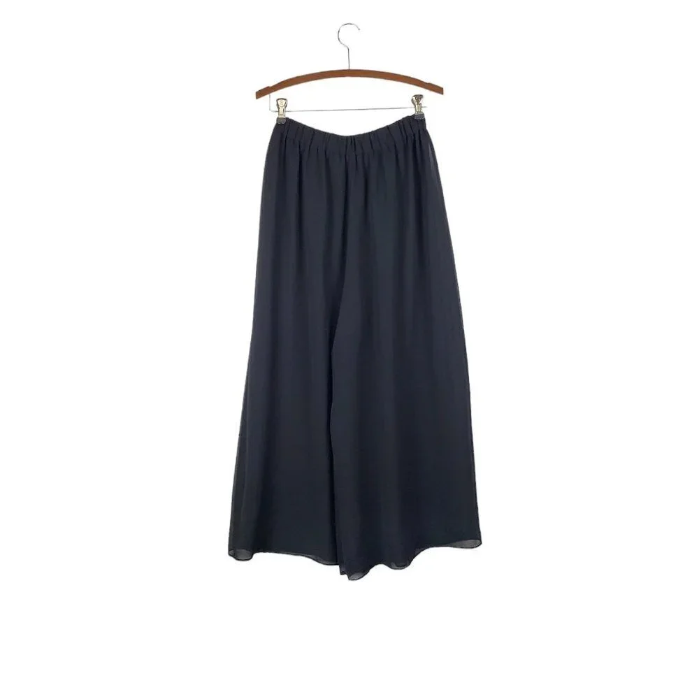 Patricia Moss Palazzo Pants Black Chiffon Pull On Wide Leg Evening Womens Size 6